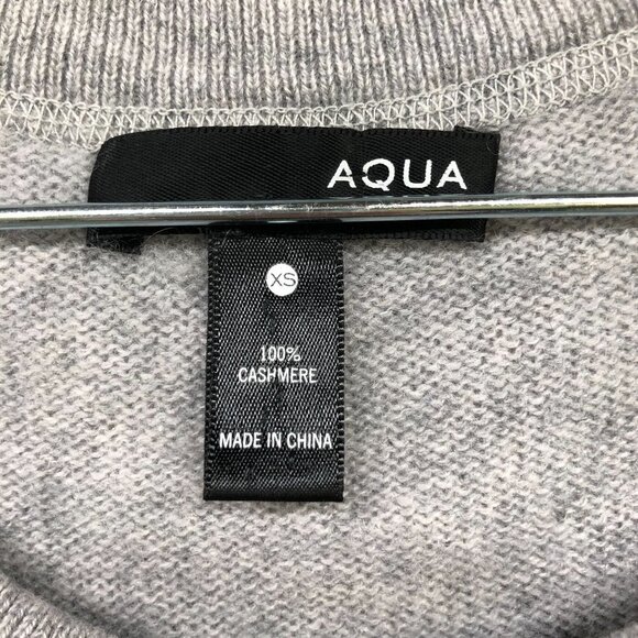 Aqua Cashmere Sweater Womens XS Gray Cold Shoulder Crewneck 100% Cashmere - Picture 5 of 10